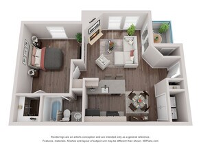 1 Bedroom 1 Bath (Renovated) 8-8306 floor plan